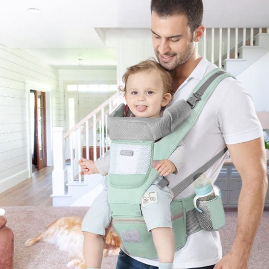porte bebe papa et bebe avant