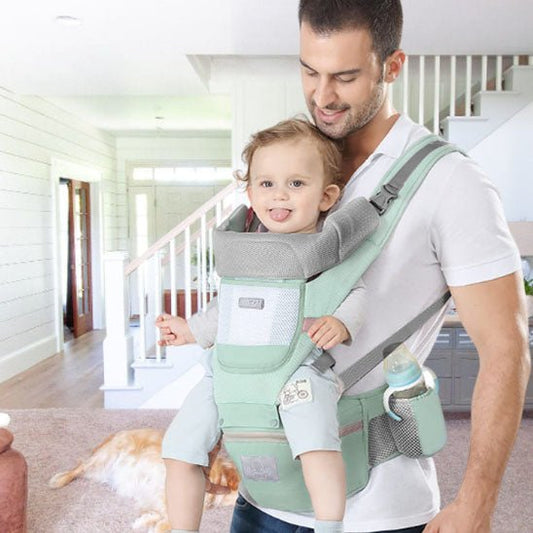 porte bebe papa et bebe avant